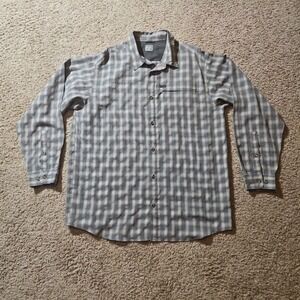 Columbia Shirt Mens Extra Large Gray Plaid Omnishield Performance Hiking Fishing